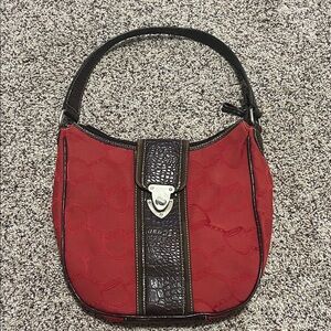 Chaps Red and Brown Shoulder Bag